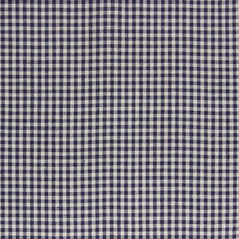 Reinleinen klein kariert blau natur