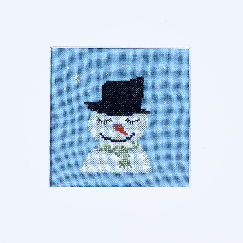 Stickpackung Schneemann mit Zylinder