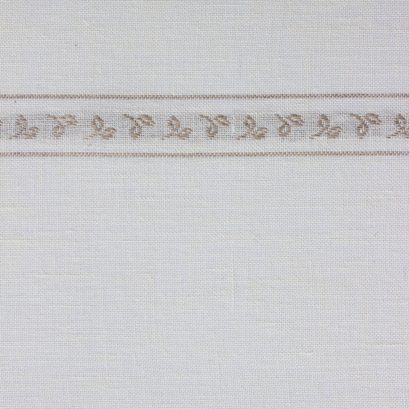 Leinenband mit eingewebter Blätterborde, natur, 285 cm breit, 50 cm