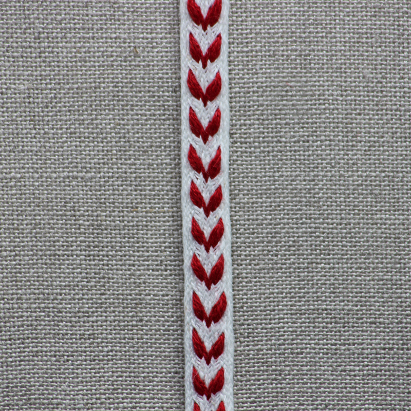 Leinenborte weiß-rot