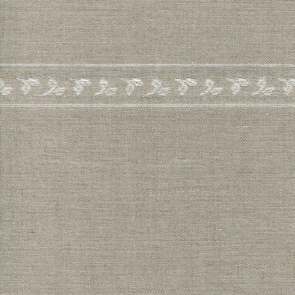 Leinenband mit eingewebter Blätterborde, natur, 285 cm breit